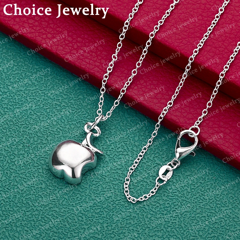 925 Sterling Silver Apple Pendant Necklace For Women Men Creativity Gifts Street All-match Party And Daily Wear