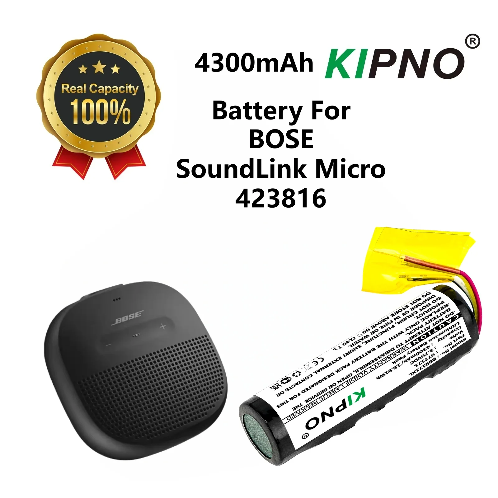 

KIPNO Category Speaker 4300mAh Battery For BOSE 077171 SoundLink Micro 423816 Color Black Volts 3.70V