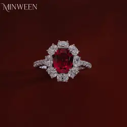 Luxury 2 CT 5A Lab Grown Ruby Ring For Women 925 Sterling Silver 18k Gold Plated Wedding