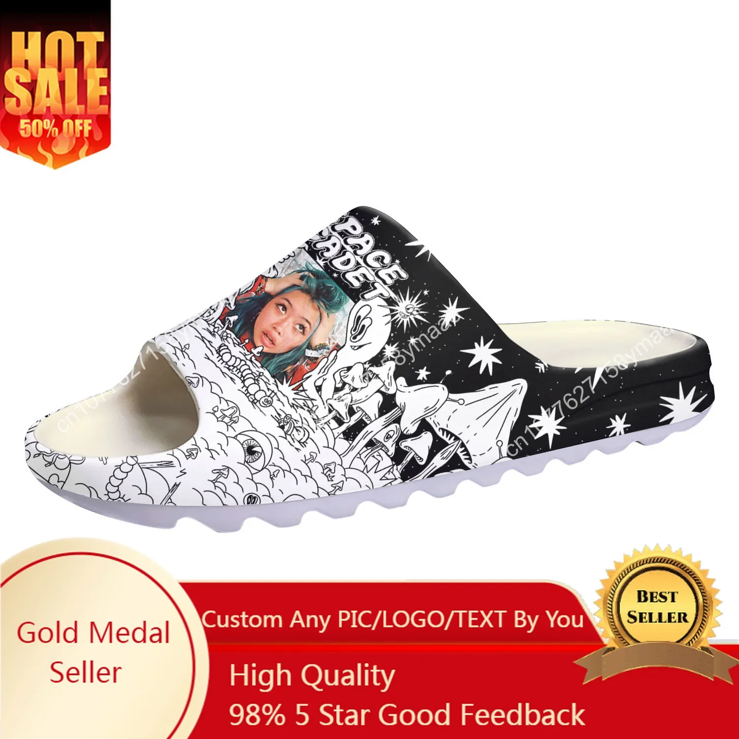 

Beabadoobee Singer Soft Sole Sllipers Home Clogs Step on Water Shoes Mens Womens Teenager Bathroom Customize on Shit Sandals
