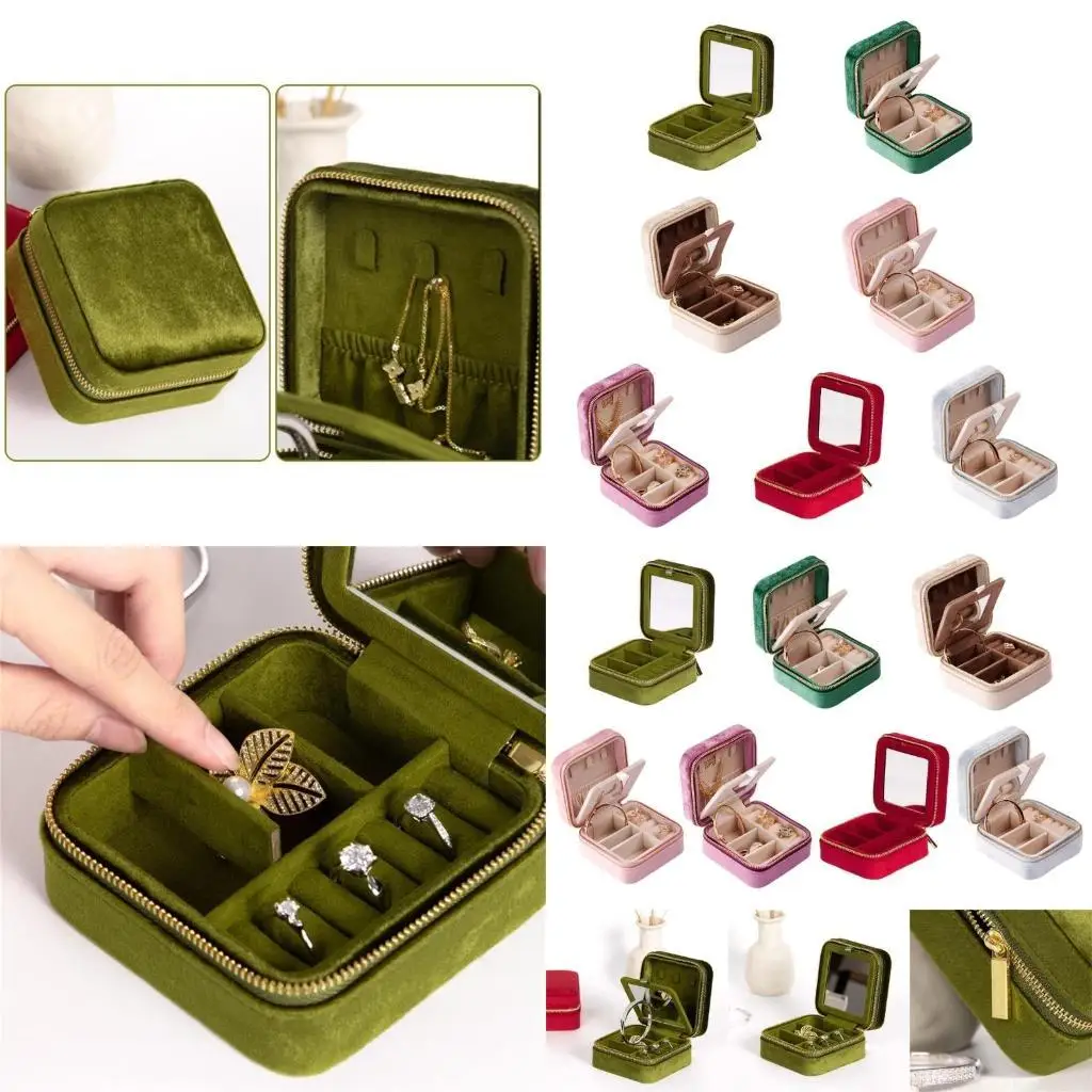 

D46E Компактная коробка для хранения ювелирных изделий Мягкий футляр сохранит ваши украшения в безопасности и организованности