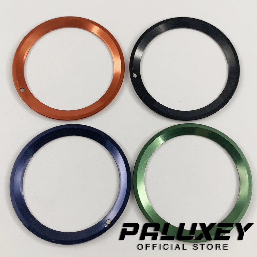 38 مللي متر × 30.6 مللي متر حلقة ألومنيوم برتقالي أزرق أخضر ساعة سوداء مدي إدراج لحالات الساعات الرجالية استبدال الإكسسوارات