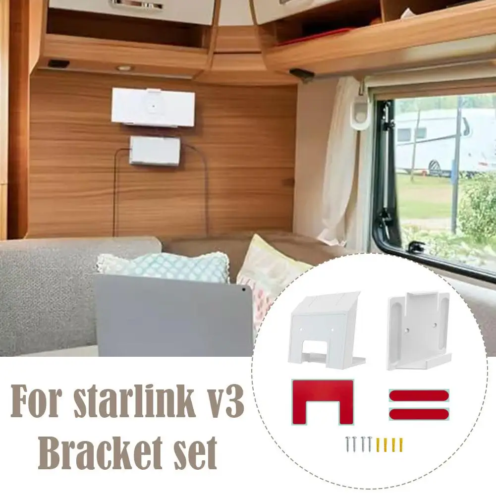  for StarLink Gen3/V3 Router Power Bracket Kit Self-Adhesive Punching Free Wall Mount ABS Storage Holder for StarLink Gen3/V V6Y2