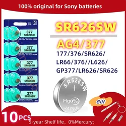 10pcs Original For SONY 377 SR626SW 177 376 626A LR66 LR626 364 SR621SW AG1 LR621 364 164 531 SR621 For Watch Toy Battery