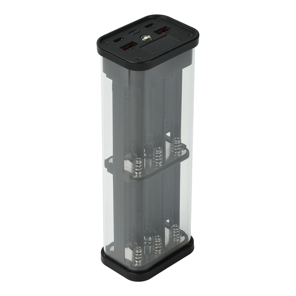 شفافة قذيفة 18650 قوة البنك حالة 22.5 واط شحن سريع LED USB + نوع-C ميناء حافظة بطاريات صندوق 6/12 خلايا تهمة قذيفة #6