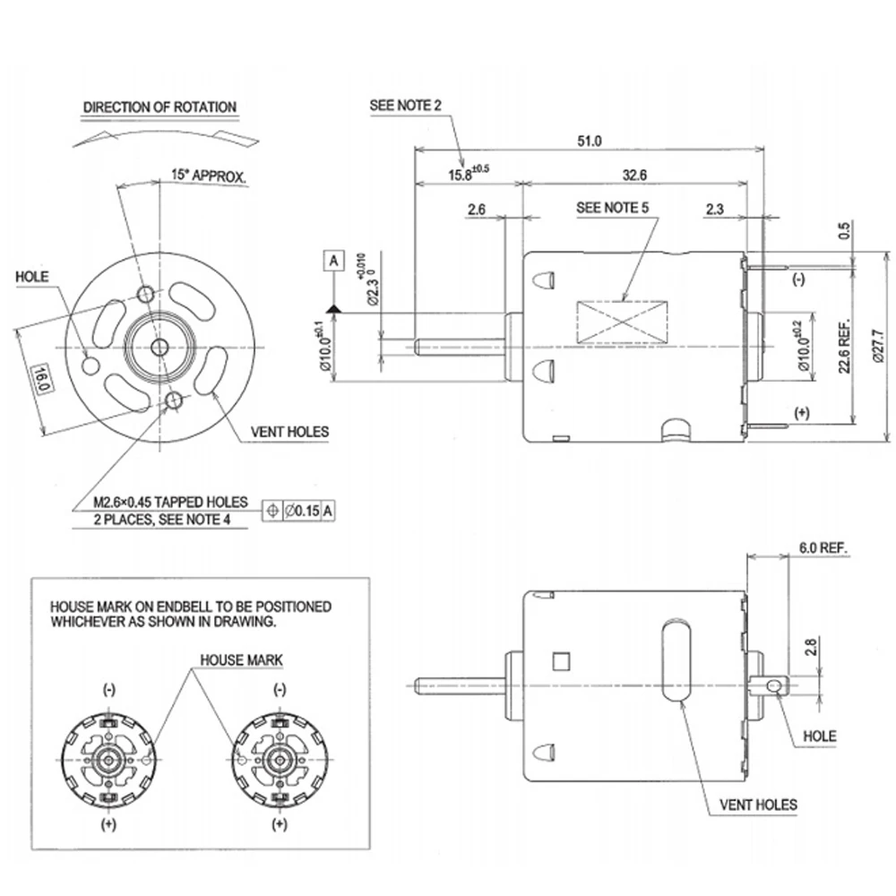 RS365SV Small DC Motor 6-24V High Speed Micro Motor for Hair Dryer / Electric Juicer / Automation Machinery