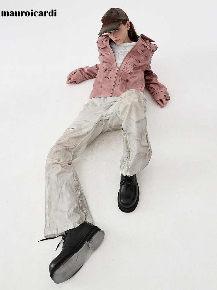 Mauroicardi Spring Autumn Short Distressed Patchwork Pu Leather Napoleon Jacket Men Zipper Palace Style Streetwear Menswear 2026 4 Mauroicardi Spring Autumn Short Distressed Patchwork Pu Leather Napoleon Jacket Men Zipper Palace Style Streetwear Menswear 2026 4