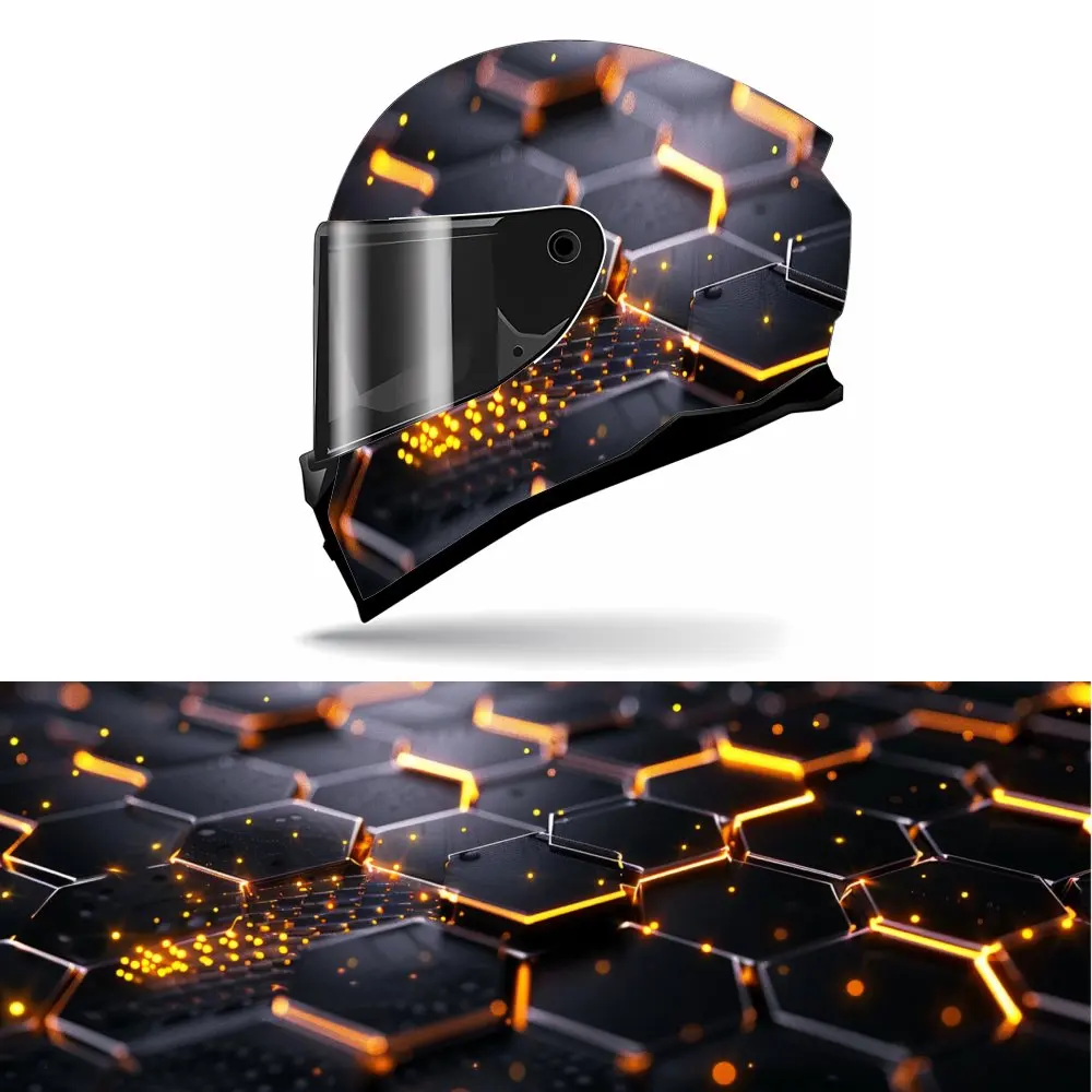 

Hexagonal Honeycomb Print Full Helmet Wrap Sticker Motorcycle Helmet Racing Graphic Decal Vinyl Wrap Helmet Decorative Sticker W