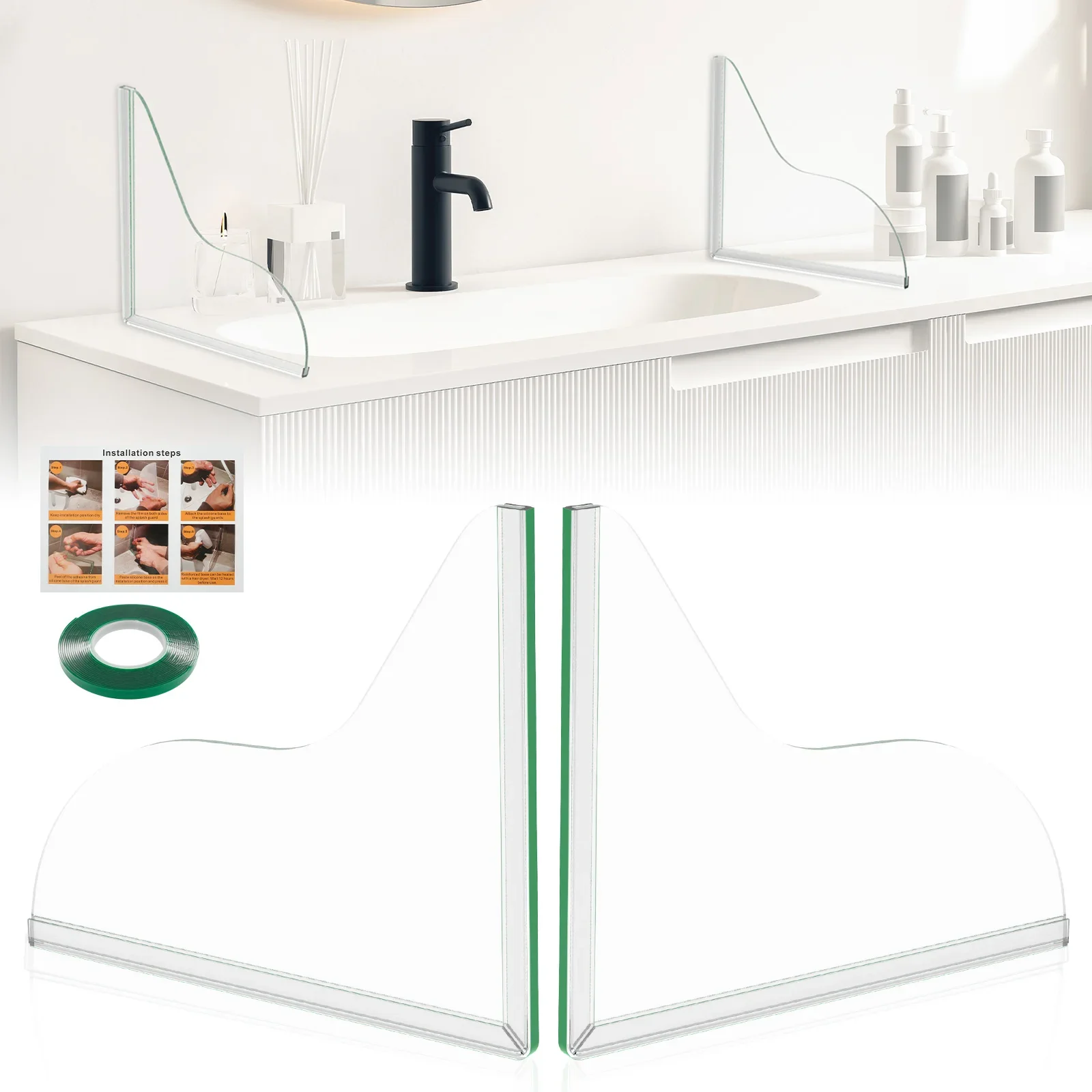 

2Pcs Waterproof Acrylic Shower Splash Guards Transparent Reusable Bathtub Water Guards Wear Resistant Tub Corner Guards for Tub