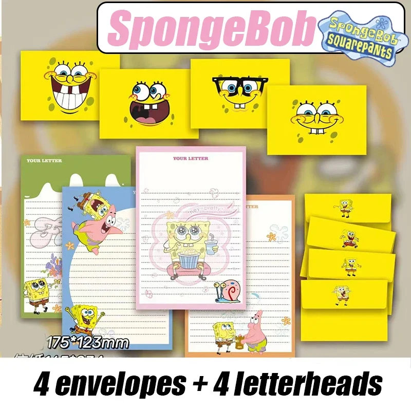 4 stks/set SpongeBob Envelop Brief Papier Venster Enveloppen Huwelijksuitnodiging Cadeau Enveloppen Kinderen Leuke Briefpapier Kantoorbenodigdheden