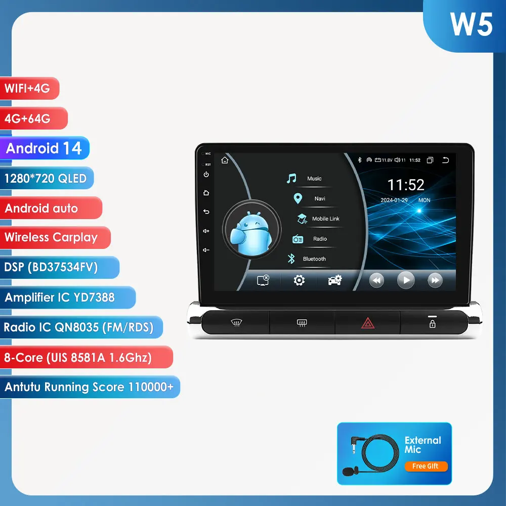 Hizpo 2 Din Autoradio voor C3 Aircross 2017-2023 C4 Audio Multimedia Speler CarPlay Android Auto GPS BT WIFI FM RDS Autoradio AI