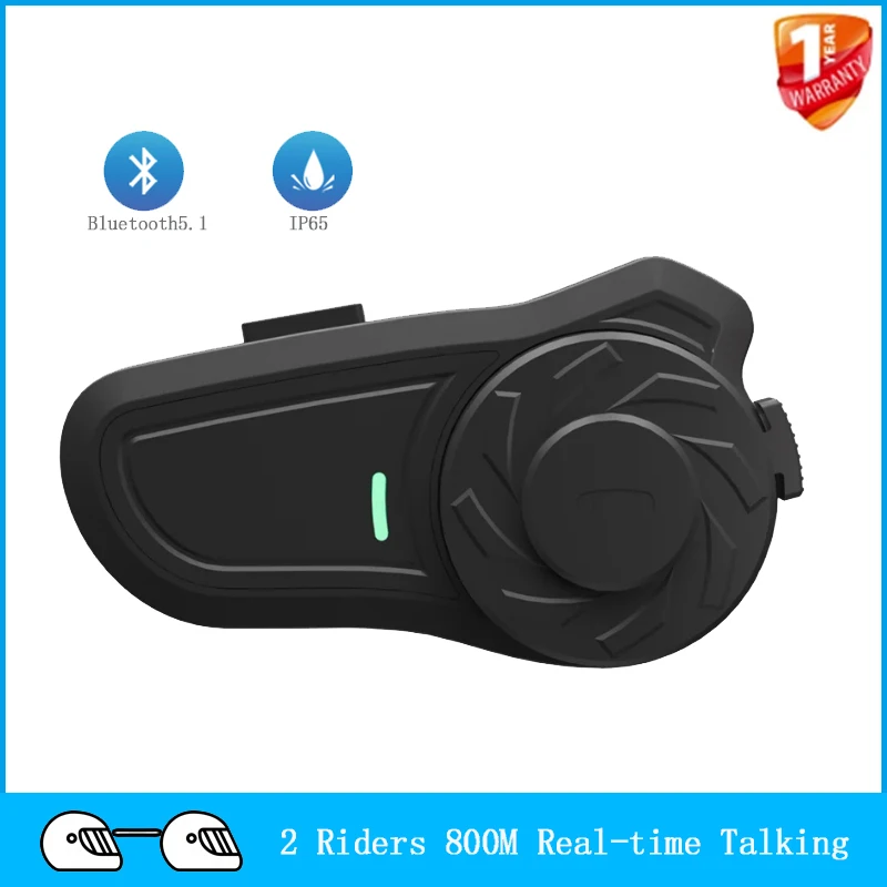 Мотоциклетный шлем Bluetooth-гарнитура BT5.0 домофон для 2 гонщиков 800 м полнодуплексный разговор FM-радио IP65