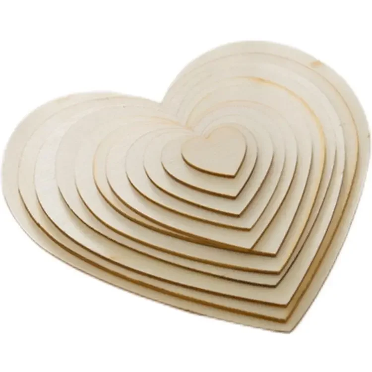 3-100Pcs Unfinished Wooden Hearts Blank Wood Slices 1cm-10cm DIY Crafts Wooden Circle Discs for Christmas Painting Wedding Decor