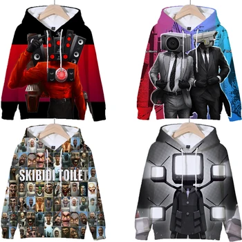 Jogo quente skibidi toalete impressão hoodies crianças dos desenhos animados camisolas topos casuais meninos meninas pullovers manga longa crianças sportwear