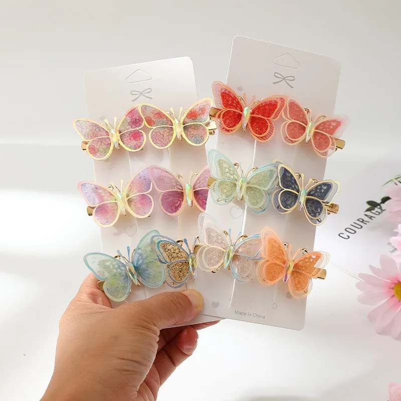 6pcs New Arrival 3D Moving Butterfly Hair Clips, Elegant Exquisite Side Bangs Clips, Cute Hair Accessories for Little Girls