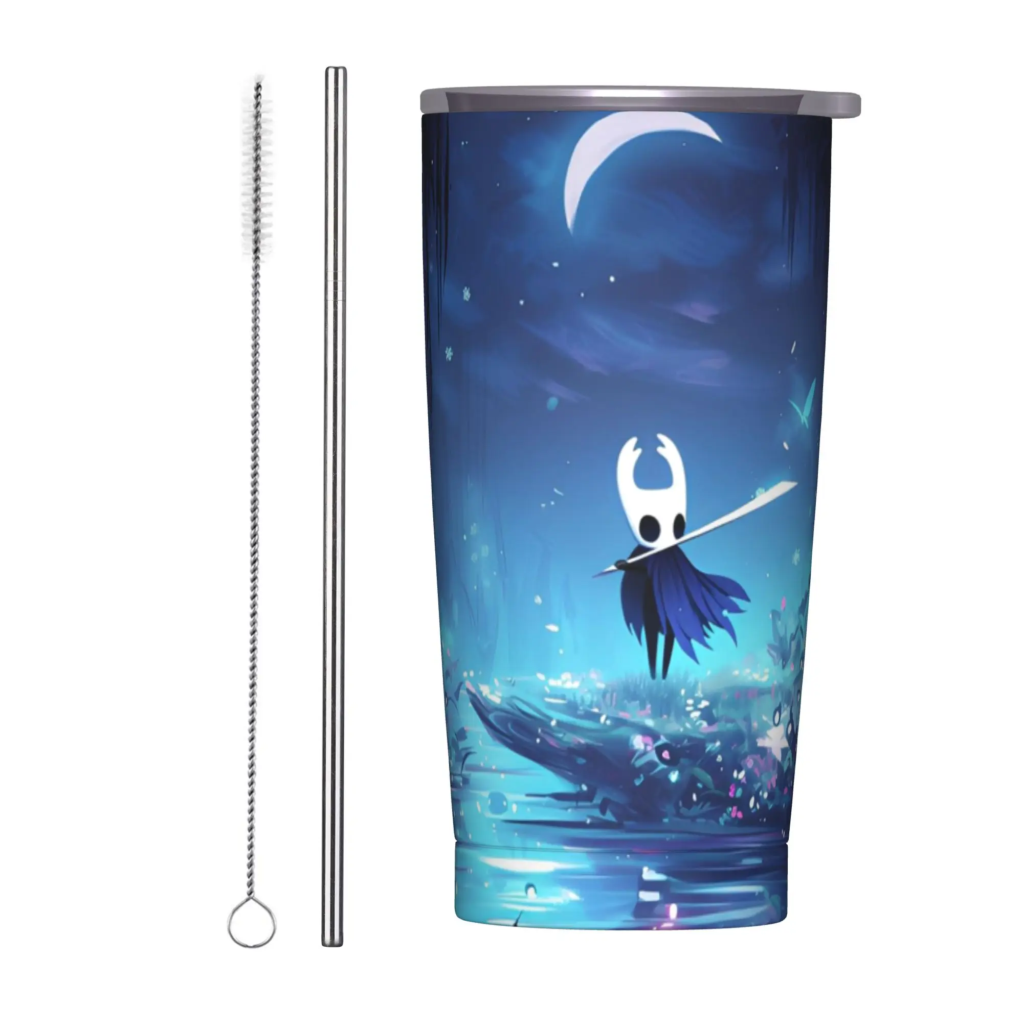 

Hollow Knight Silksong Insulated Tumbler with Straws Lid Cartoon Vacuum Coffee Mugs Outdoor Travel Bottle Cups, 20oz