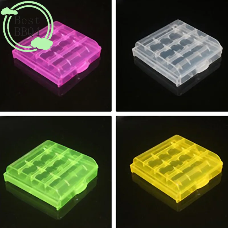 (BBQ4)Multicolour PP Plastic Battery Holder Case  Hard Plastic Storage Box Cover For 14500 Battery Organizer Container 5 Colo