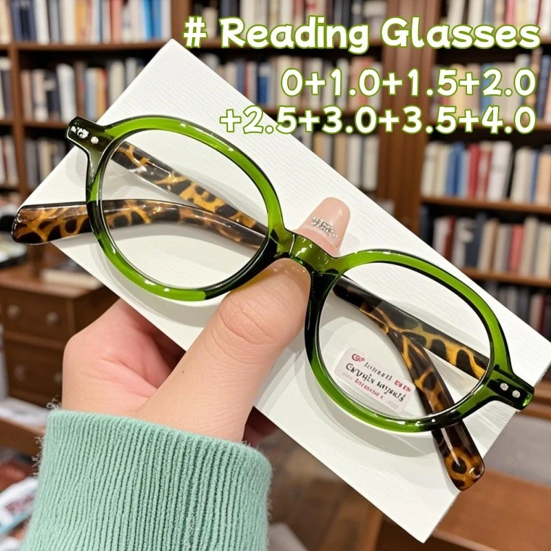 

Fashion Versatile Olive Green Oval Frame Presbyopia Anti-blue Light Small Frame Retro Reading Glasses Middle-aged Goggles