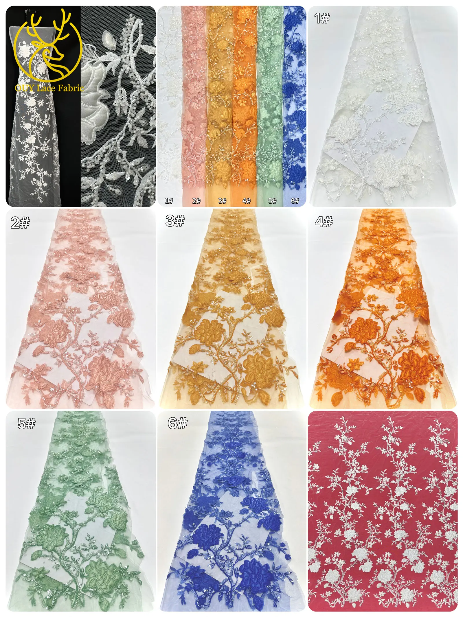 Neue französische Pailletten handgemachte 3D-Blumenperlen-Mesh-Spitze, ziemlich beliebter afrikanischer Hochzeits-Damenstoff, Partykleid-Nähen