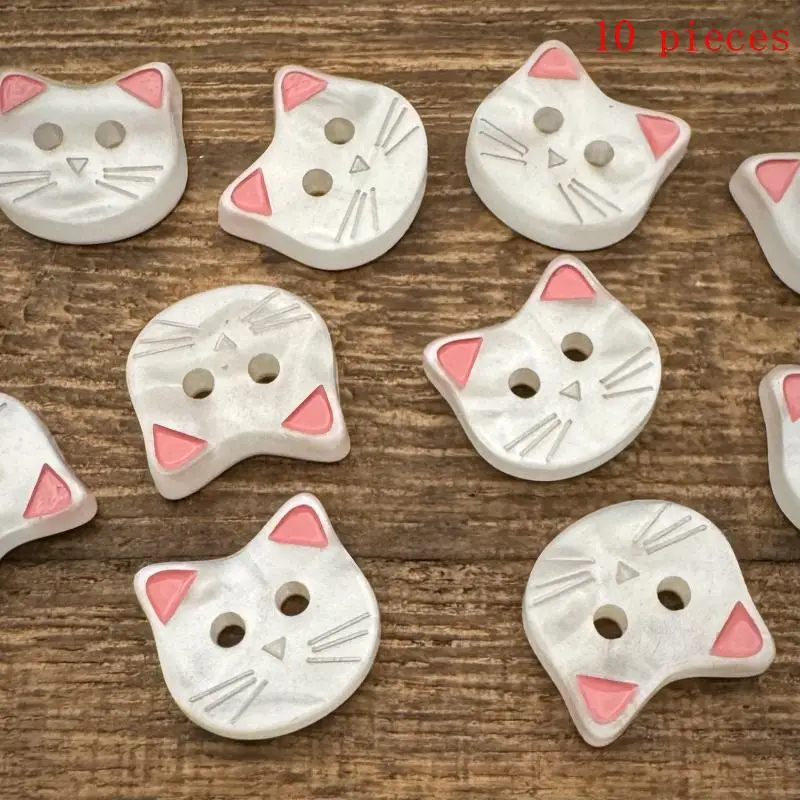 10Pcs Cartoon Cat Resin Buttons Decorative Sewing Fasteners DIY Clothing Craft Accessories