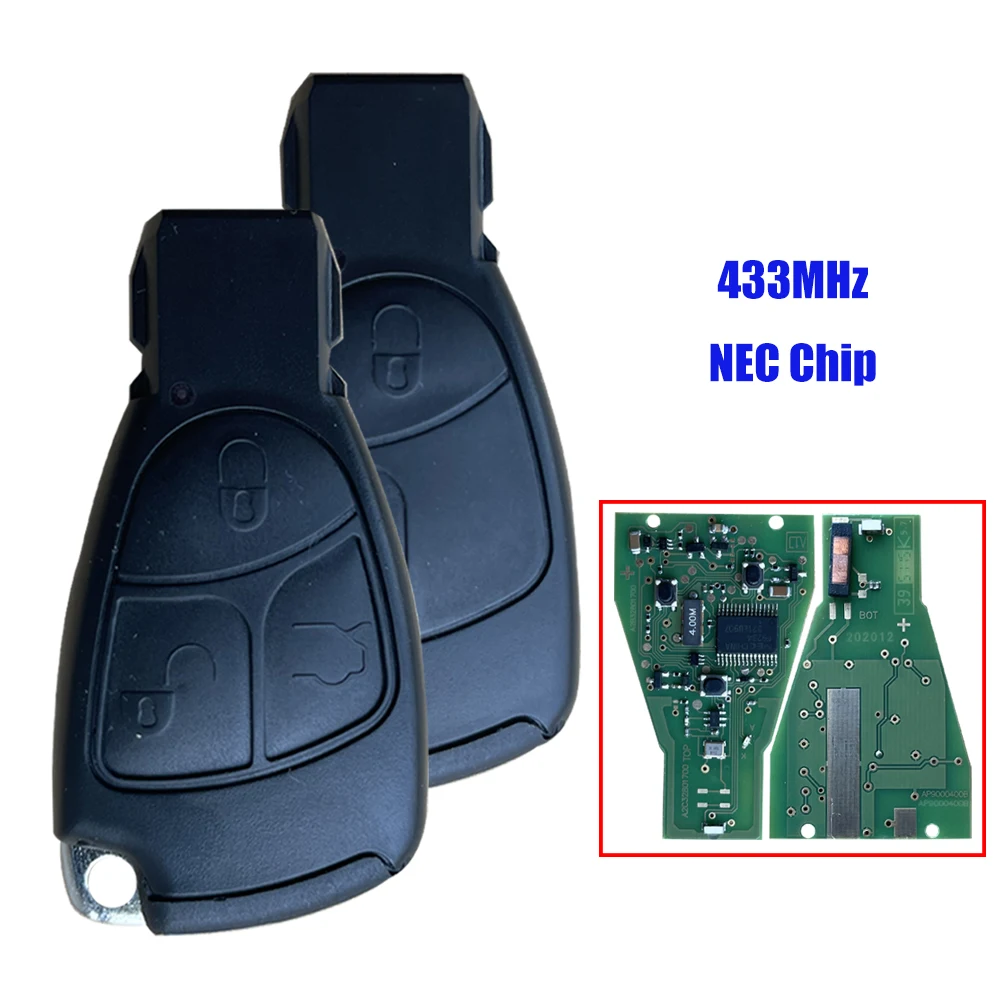 433Mhz Remote Car Key Fob 2/3Buttons For Mercedes for Benz C E ML Class Sprinter Control Circuit Board Keyless