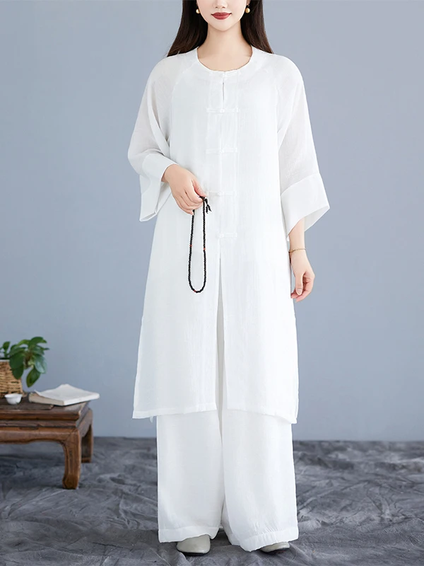 

Новый китайский тонкий хлопковый костюм для чайной церемонии, комплект женской одежды с дизайном на пуговицах, национальный тренд Ele Personali