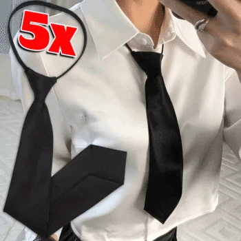 Unisex Black Simple Clip on Tie Security Tie Uniform Shirt Suit Neckties Steward Matte Funeral Lazy Neck Ties Men Women Students