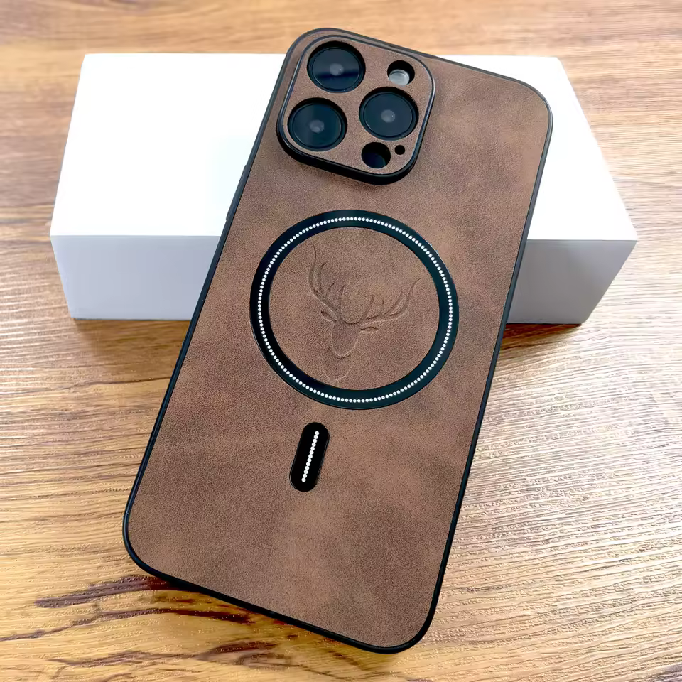 Luxury PU Leather Deer Case For iPhone 16 15 14 13 12 11 Pro Max Plus 15Pro 14Pro 13Pro ProMax For Magsafe Wireless Charge Cover - AliExpress 