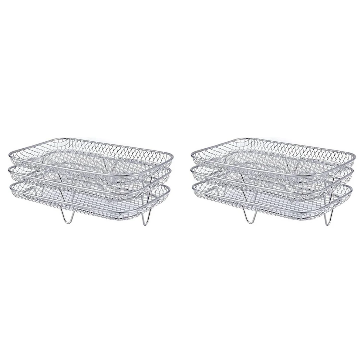 2X Air Fryer Rack for Dual Airfryers, Double Baskets Air Fryers Dehydrator Racks for Ninja Foodi DZ201 DZ100