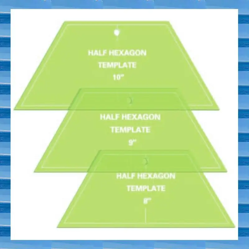 

AT53 3 шт. Полушестигранный шаблон для квилтинга Акриловый шаблон для квилтинга Линейка 8 9 10-дюймовые линейки для квилтинга и шитья