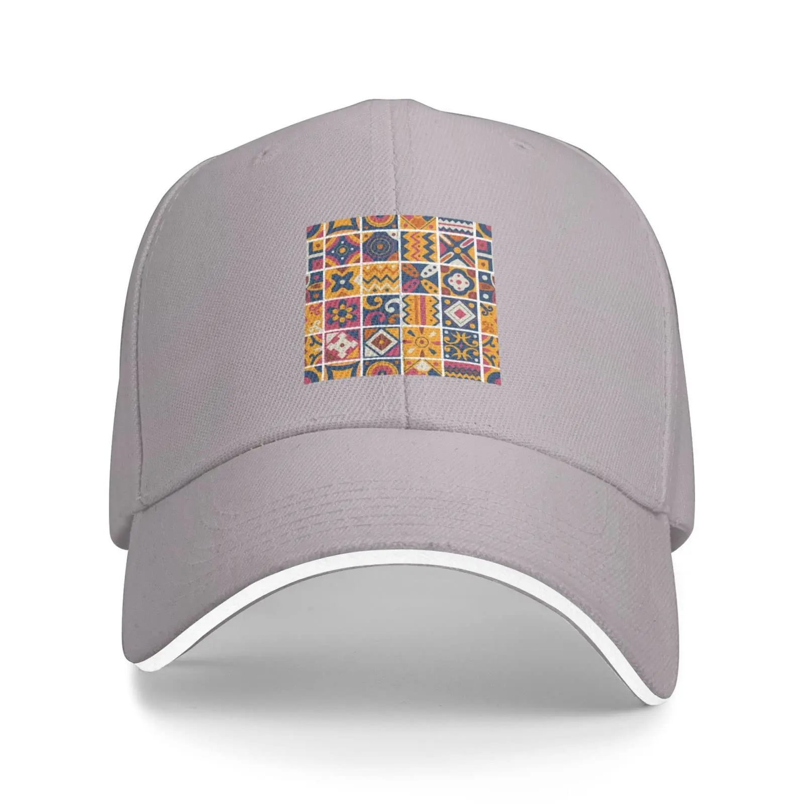 Square Tribal Jewelry Seamless Pattern Baseball Cap for Men Women Adjustable Unisex Golf Dad Hat Gray