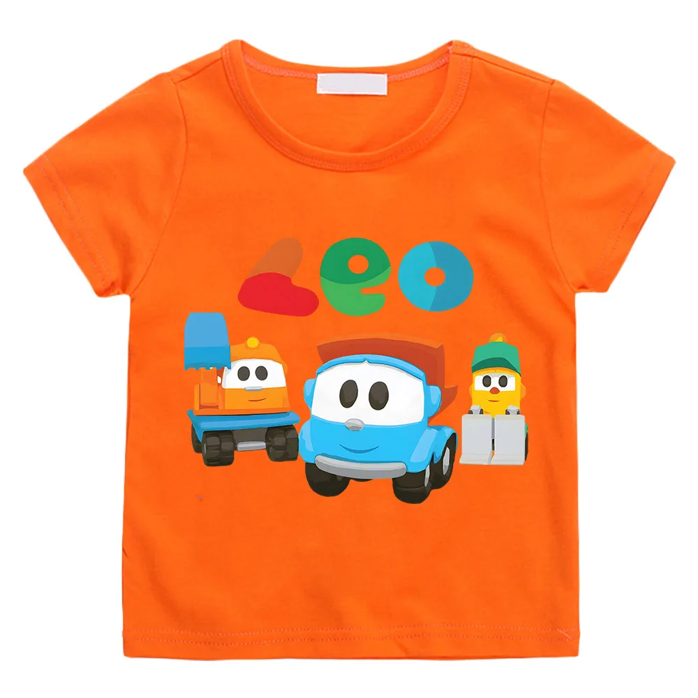 Camiseta de dibujos animados de Leo The Truck para niños, Camisetas de verano para niñas, ropa para bebés, Camisetas divertidas para niños, Camisetas de manga corta