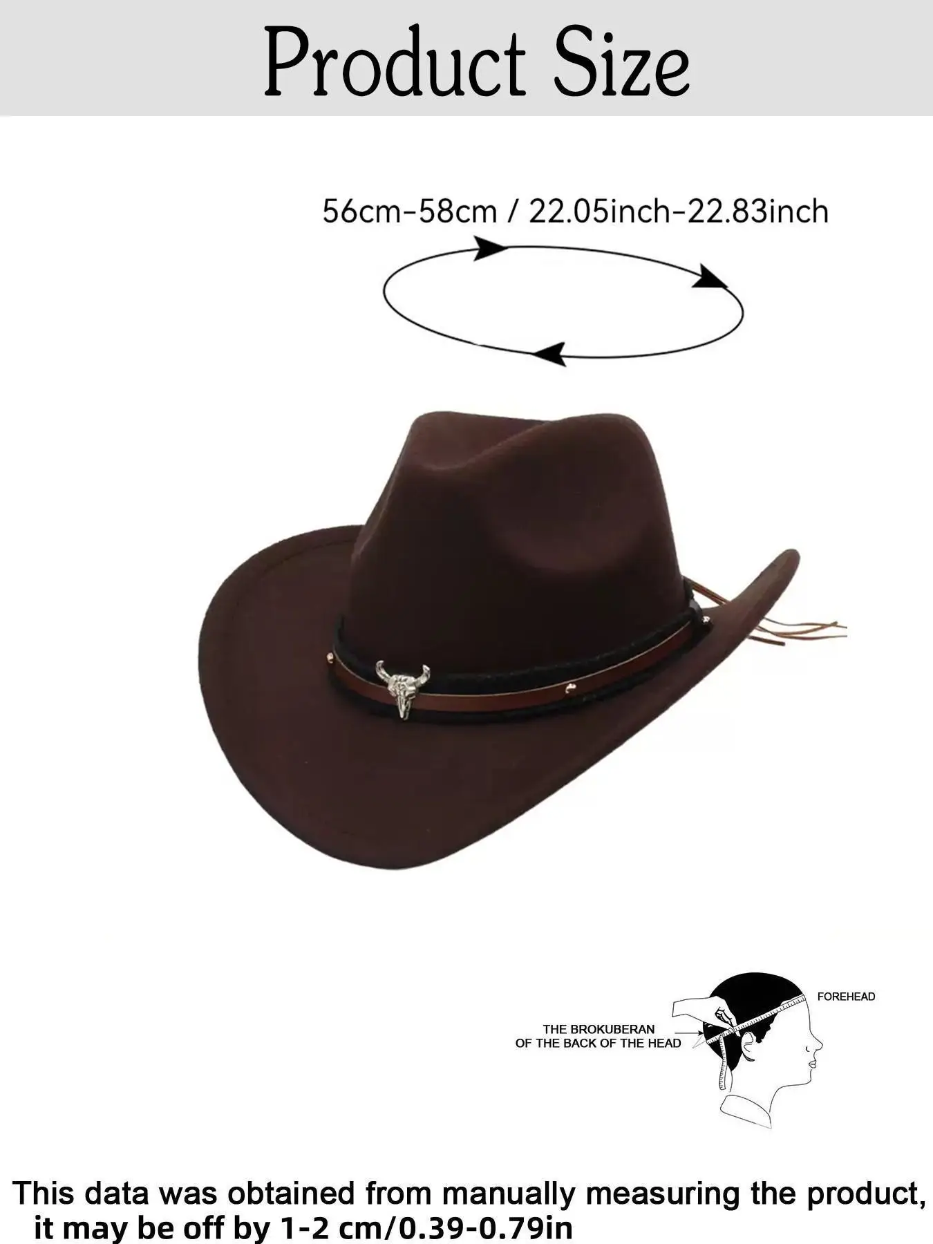 Women's Western Boho Cowboy Hat, Detachable Buckle Design, Vintage Rivets & Long Thin Straps, Elegant Wide Brim Sun Hat