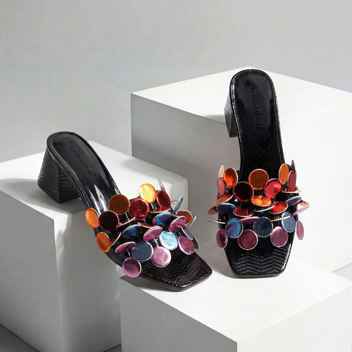 Summer Women Shoes Fashion Slipper Patent Leather High Heel Sandals Girl Beautiful Slides image 4