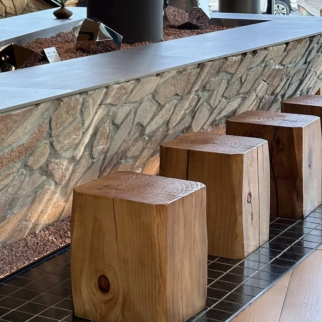 Log pier stool solid wood low stool living room antique root carving ornament base flower stand square seat stool shoe change st