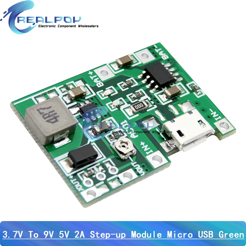 TP4056 3.7V 4.2V 9V 5V 2A Adjustable Step Up Module 18650 Lithium Li-ion Battery Charging Discharge Power Board DIY Kit