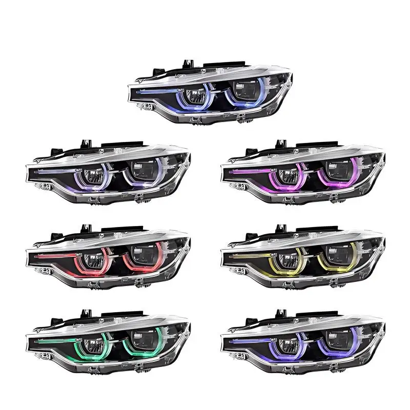 For For BMW 3 Series F30 2013-2018 LED Headlights - Spoon Design DRL APP-Controlled RGB (16M Colors) DOT Certified Plug & Play
