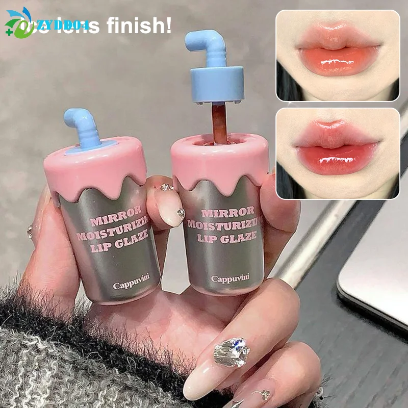 ● Cappuvini Mini Carino Forma di tazza di paglia Lucidalabbra Smalto labbra Labbra idratanti Rossetto trasparente Lucidalabbra a lunga durata Facile da colorare