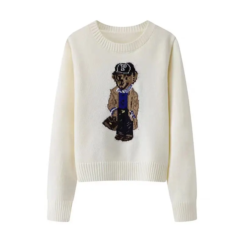 New Fashion Casual Embroidery Jacquard Bear Fall Winter Knitwear 2025 Ralphs Women's Pullover Sweater Laurens Sweater Jacket