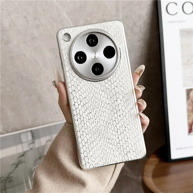 高級スネークパターン Pu レザーケース Oppo Find X8 Pro X7 Ultra Fundas ビジネス大型カメラレンズ保護メッキカバー