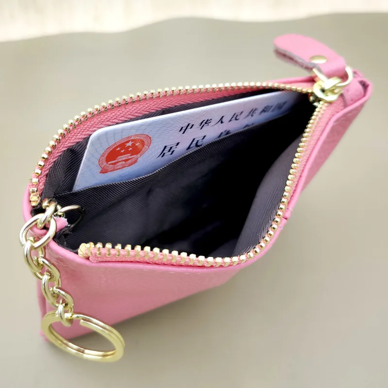 New Women Genuine Leather Coin Purse Female Wallets Women Zipper Coin Purses Card Key Chain Holder Storage Pocket Bags Pouch