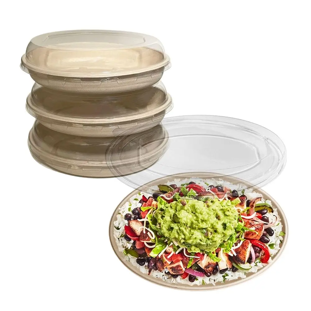 

oz Disposable Compostable Fiber Oval Burrito Bowls with Dome Lids HeavyDuty, EcoFriendly Natural Bagasse Unbleached, Heat Resis