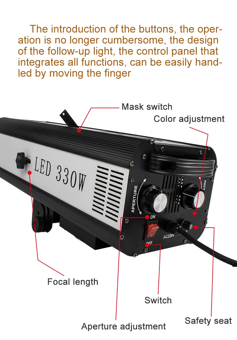 SHEHDS LED 330W Follow Spotlight mit Flightcase DJ Spotlicht für Hochzeit Theater Conert Bühne – Detail 5