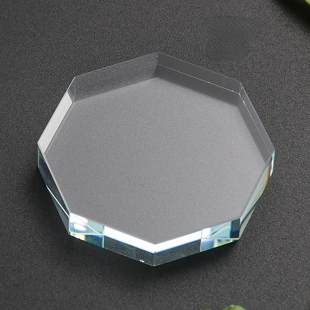 

Transparent Octagonal Crystal Glass Display Stand Base Craft Earrings Rings Necklace Jewelry Display Holder Home Decor Ornaments