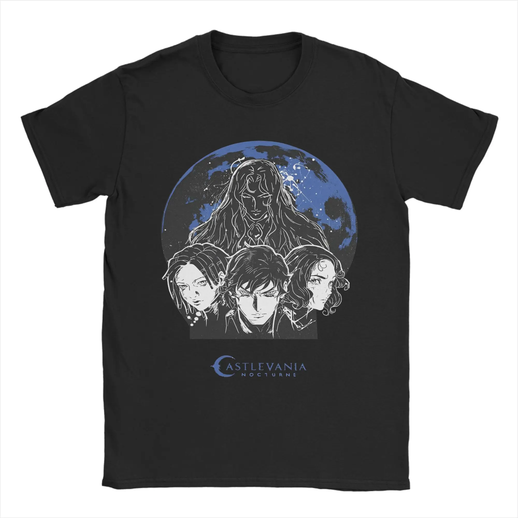 Camiseta con personajes de Castlevania Blue Nocturne, camisetas populares, camisetas Vintage de manga corta, camisetas de algodón con cuello redondo de verano 4XL 5XL 6XL