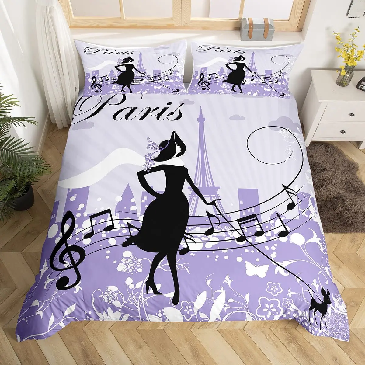 Music Note Duvet Cover Full Queen Size Music Theme Comforter Cover for Teen Boys,Musical Notes Bedding Set with 2 Pillowcases