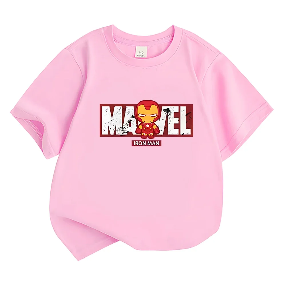 Kids T-shirt Anime Marvel Iron Spider-man Summer Cartoon Short Sleeve Clothes for Boy/Girls Streetwear High Quality Tops Tees