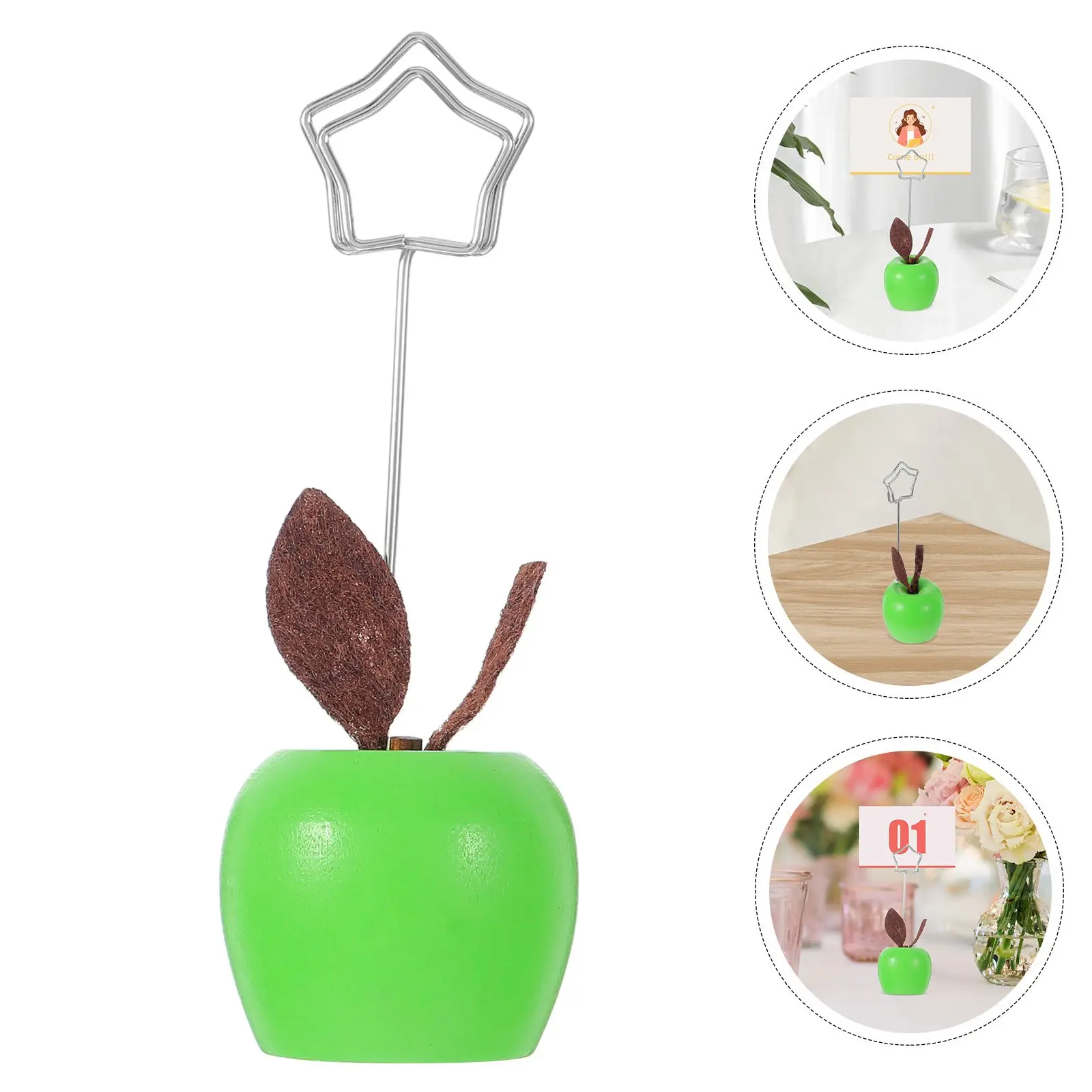 Apple Message Wooden Desk Decor Cute Memo Holder Photo Clip Stand Office Ornaments Kawaii Decorations Kitchen Use