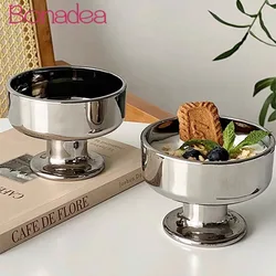 Silver Ice Cream Glasses Cups Short-legged Dessert Cup Laser Silver Glass Water Cup Antique Coffee Cups Beverage Glasses Cup