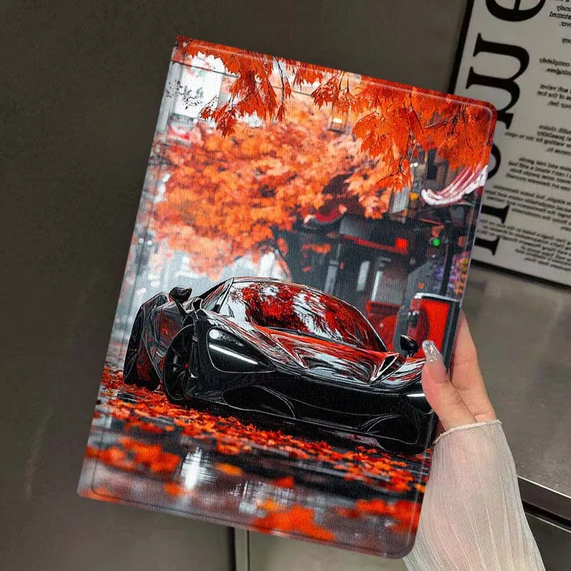 Red Maple Sports Car Rain For iPad Pro Mini Air 1 2 3 4 5 6 7 10 11 th 8 9 gen 11 M4 M5 Foldable Tablet Case Cover